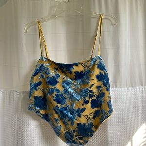 Blue and yellow handkerchief tie top NWT